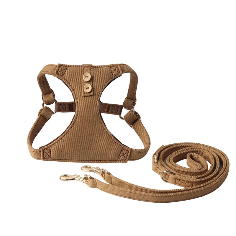 Cotton Denim Dog Harness & Pet Leash Set - - ProPawPet.com