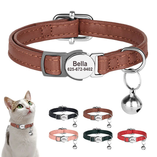 Custom Cat Collar PU Leather Cats Collars - ProPawPet.com