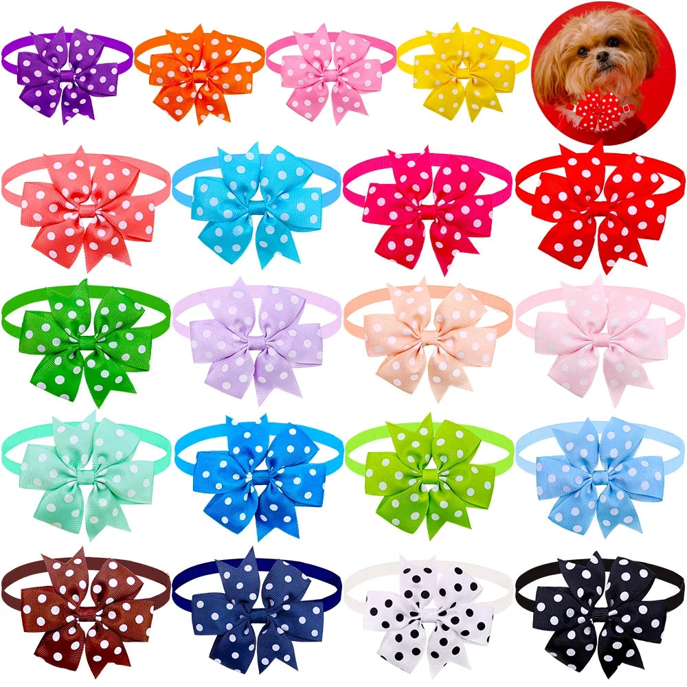 Dog Bowtie Dot Solid Bow Tie Collar – 3 Colors