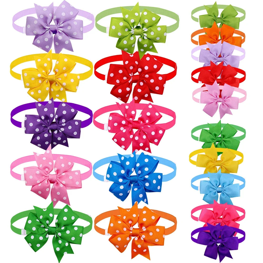 50pcs Dog Bowtie Dot Solid Bow Tie Collar - ProPawPet.com