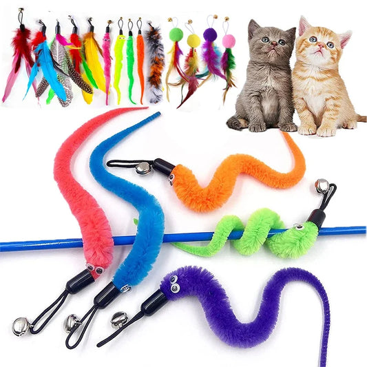 Interactive Cat Feather Plaything Accessories False Mouse Worm for Small Pets