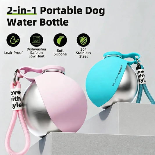 2PC 2-in-1 Portable Dog Water Bottle 304 - ProPawPet.com
