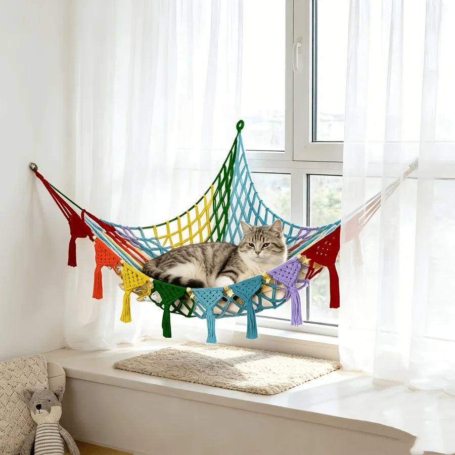 Hand Woven Vinyl Cat Hammock Wall Hanging - ProPawPet.com