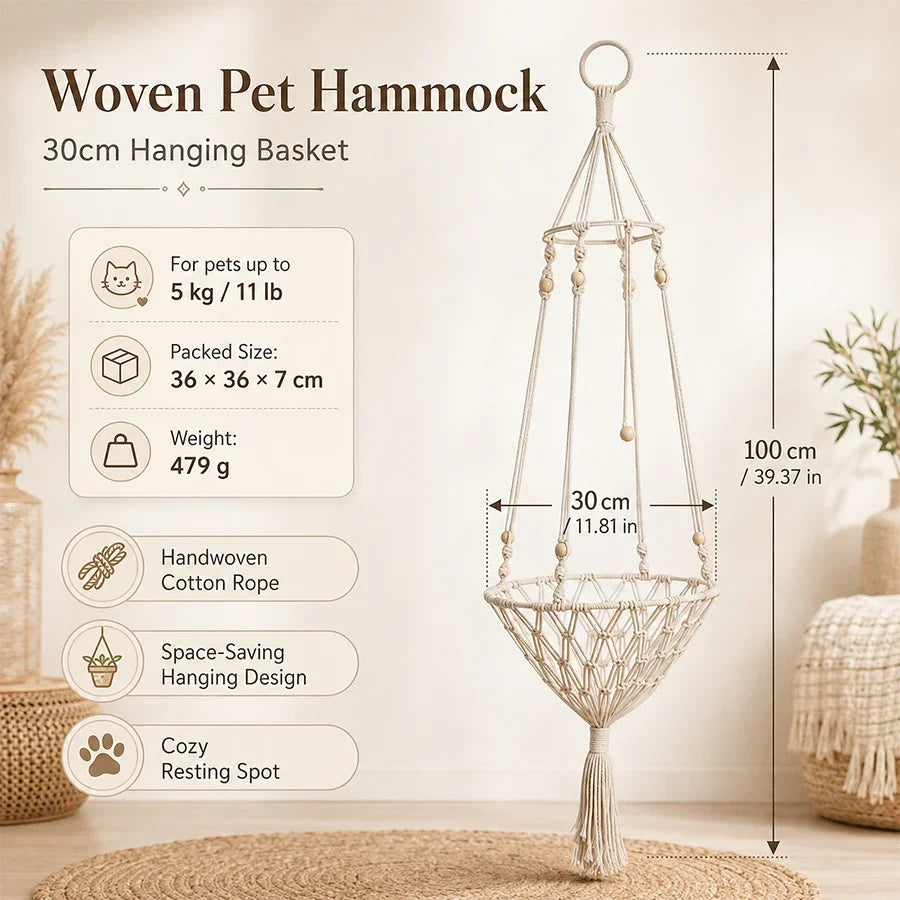 Cotton Boho Macrame Hanging Pet Hammock – Small Pet Supplies