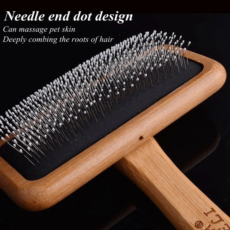 Pet Comb Natural Bamboo Handle Stainless - ProPawPet.com