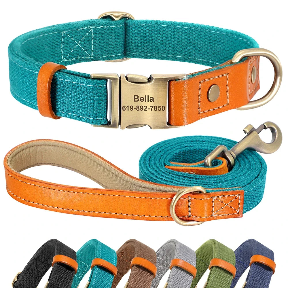 Nylon Custom Dog Puppy Collar Leash Set - ProPawPet.com