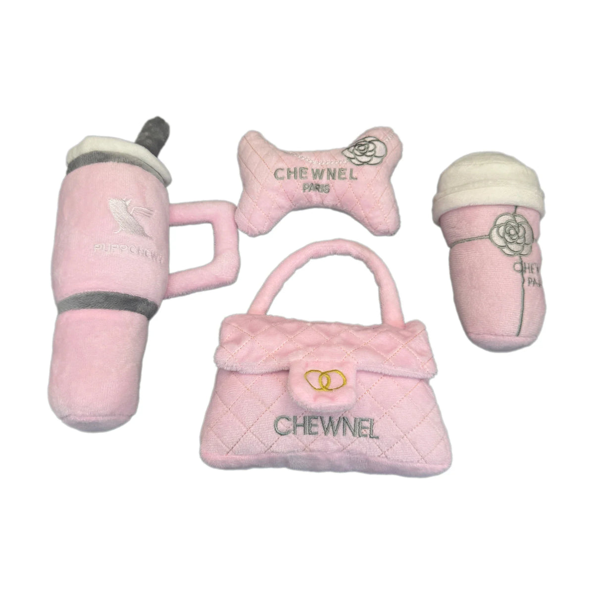Pink Cute Dog Squeaky Toys Set Handbags Cups - ProPawPet.com