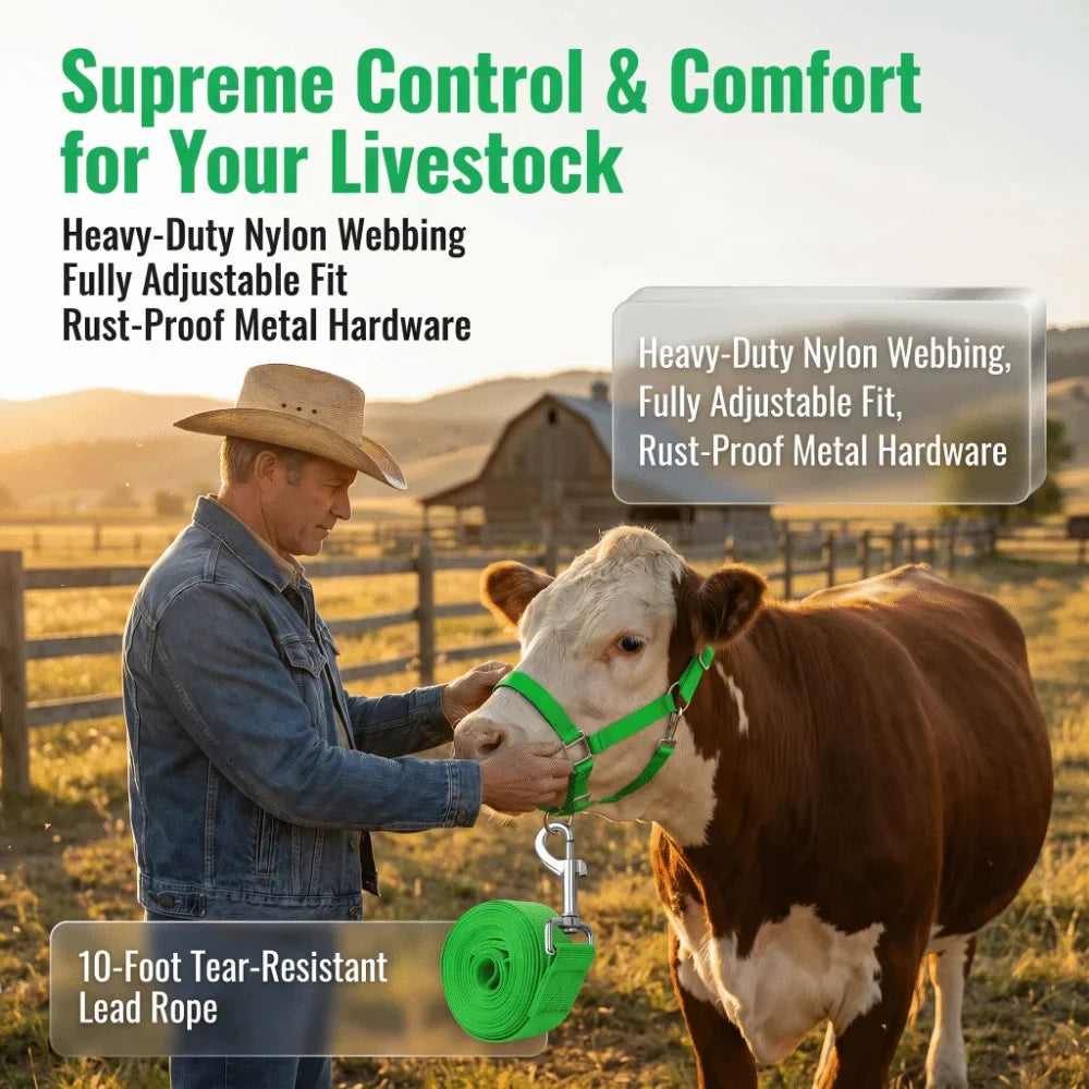 Adjustable Cow Halter with Lead Heavy Duty - ProPawPet.com