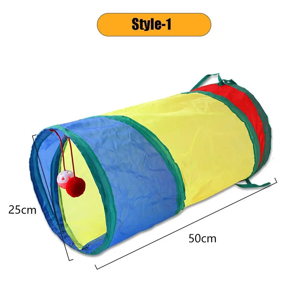 Polyester Steel Wire Cat Tunnel Tube Foldable Colorful Maze – 12 Colors
