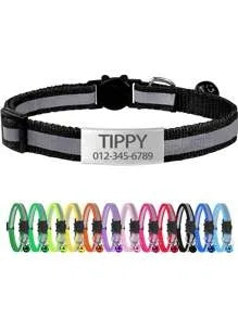 Personalized 13 Colors Custom Engraved Reflective Cat Collar – Cat Supplies
