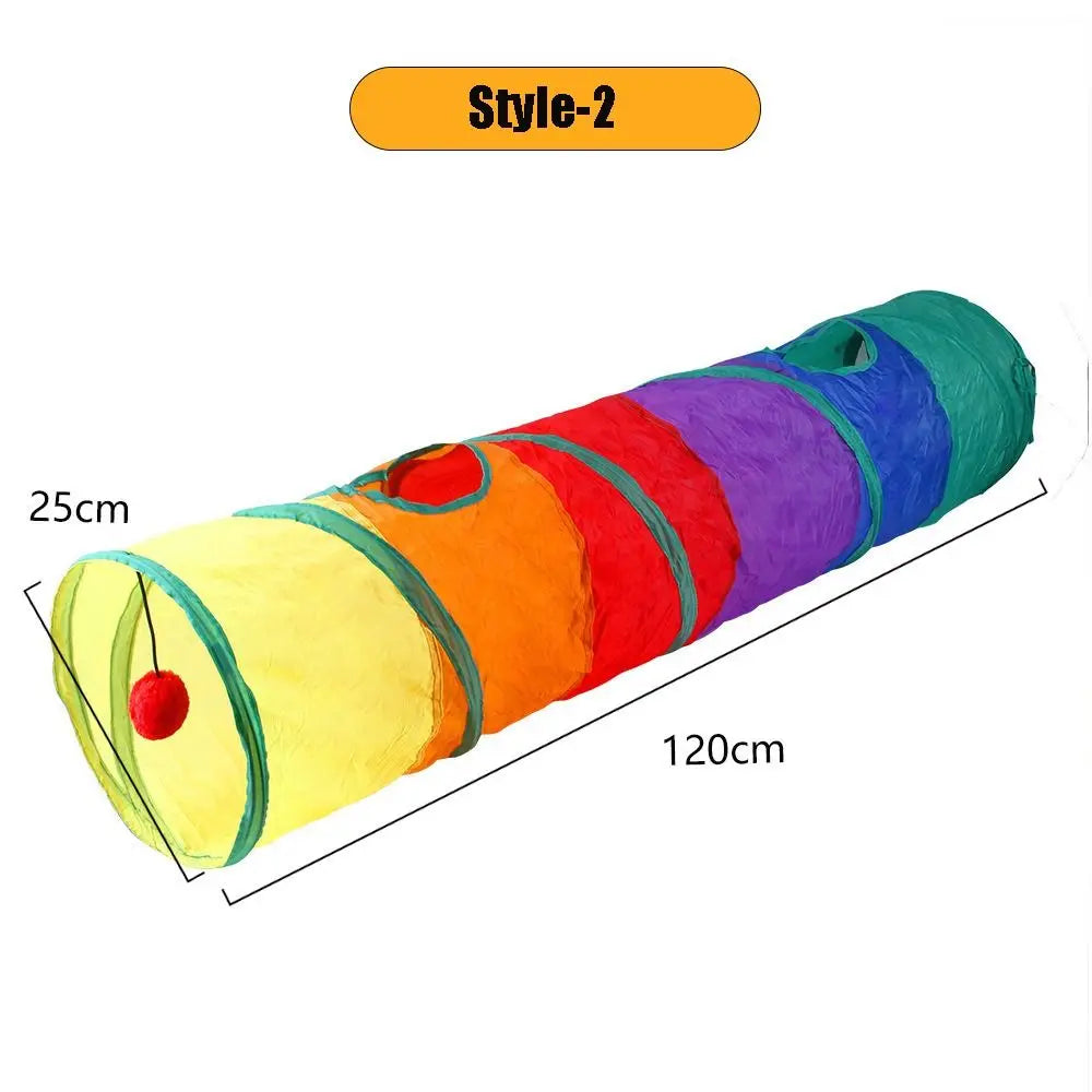 Polyester Steel Wire Cat Tunnel Tube Foldable Colorful Maze – 12 Colors