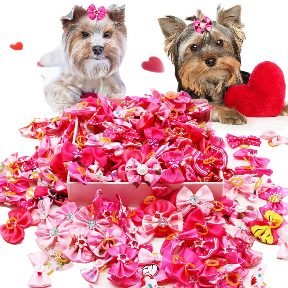 10/20PCS Diamond Puppy Bows Multi Style Dog - ProPawPet.com