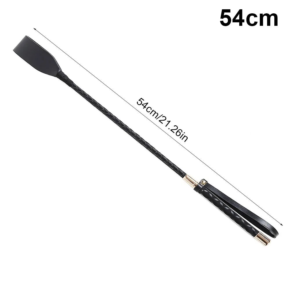 Portable Horse Whip with Handle PU Leather Equestrian Training – 4 Colors
