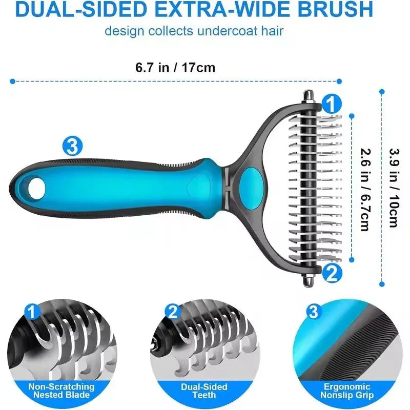 2-in-1 Stainless Pet Deshedding Brush – Dog - ProPawPet.com
