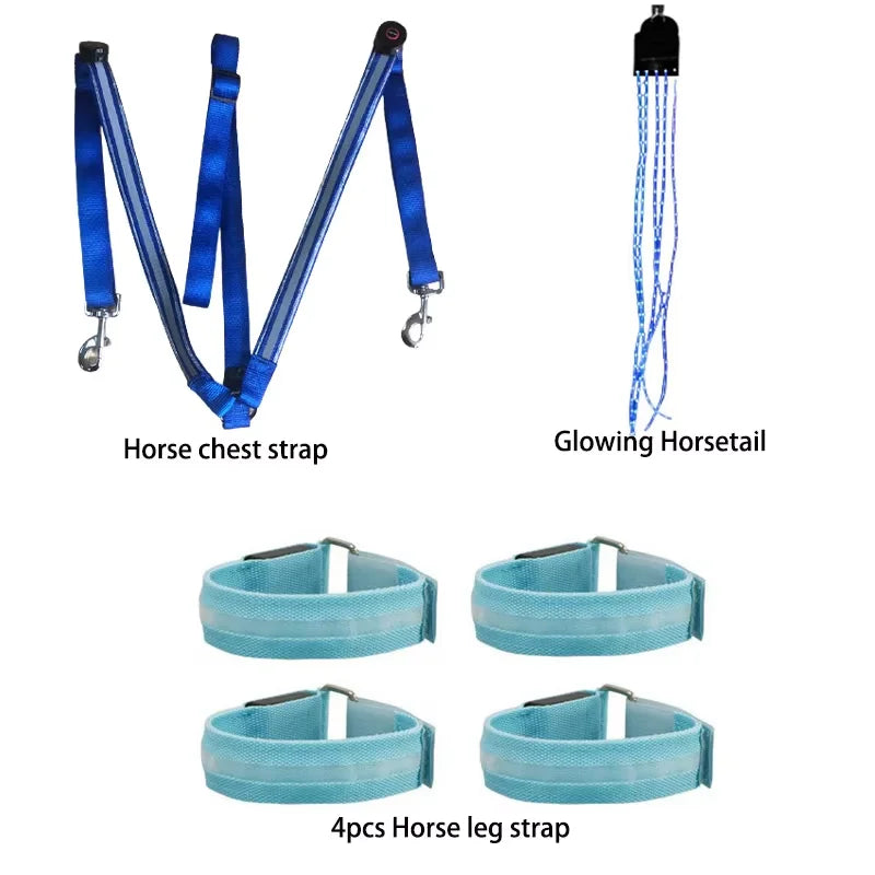LED Horse Legs Chest Tails Straps Horsing Riding Luminous – 3 Colors