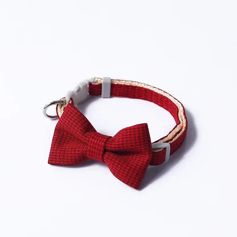 Cute Cat Collar with Bow Tie Adjustable Design Dogs – 7 Colors