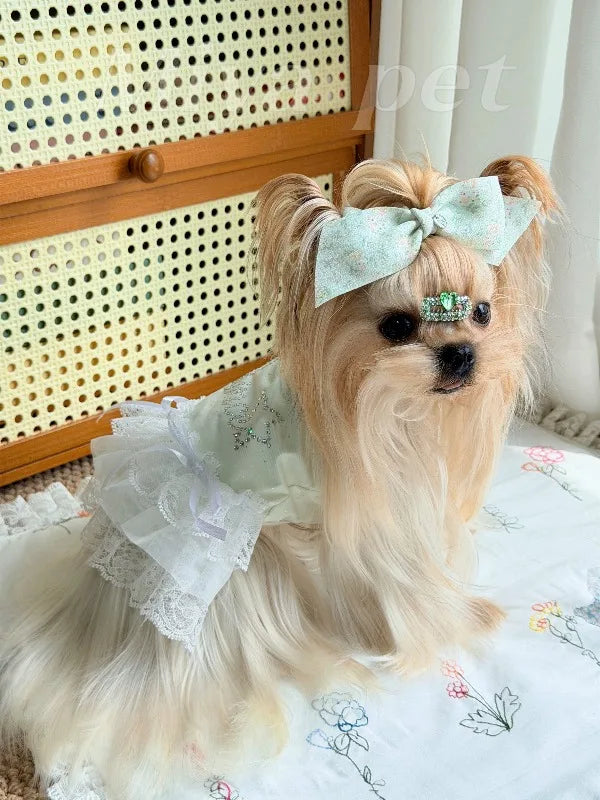 Pure Cotton Pet Strap Dress Lace Rhinestone - ProPawPet.com