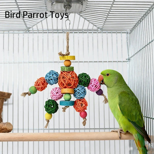 Rattan Ball Bird Toy Grab BiteToy Stand - ProPawPet.com