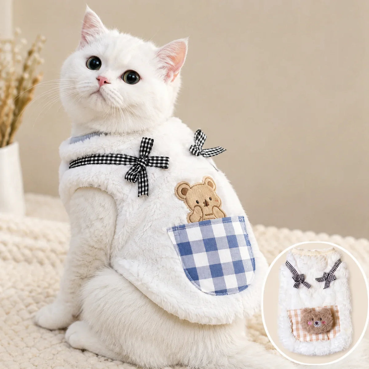 Cute Plush Cat Vest Winter Warm Fleece - ProPawPet.com