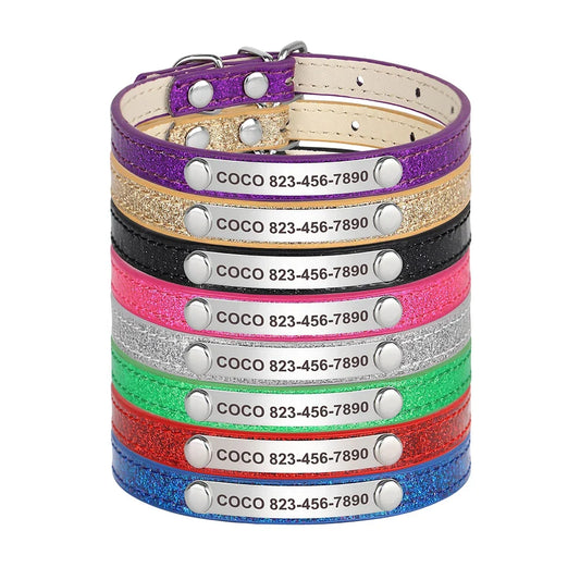 Personalized Cat Collar Bling PU Leather Cat - ProPawPet.com