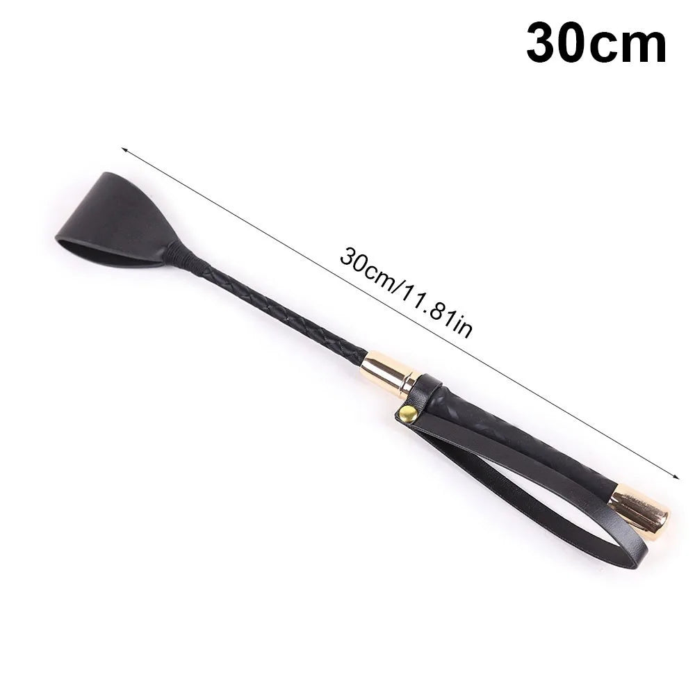 Portable Horse Whip with Handle PU Leather Equestrian Training – 4 Colors