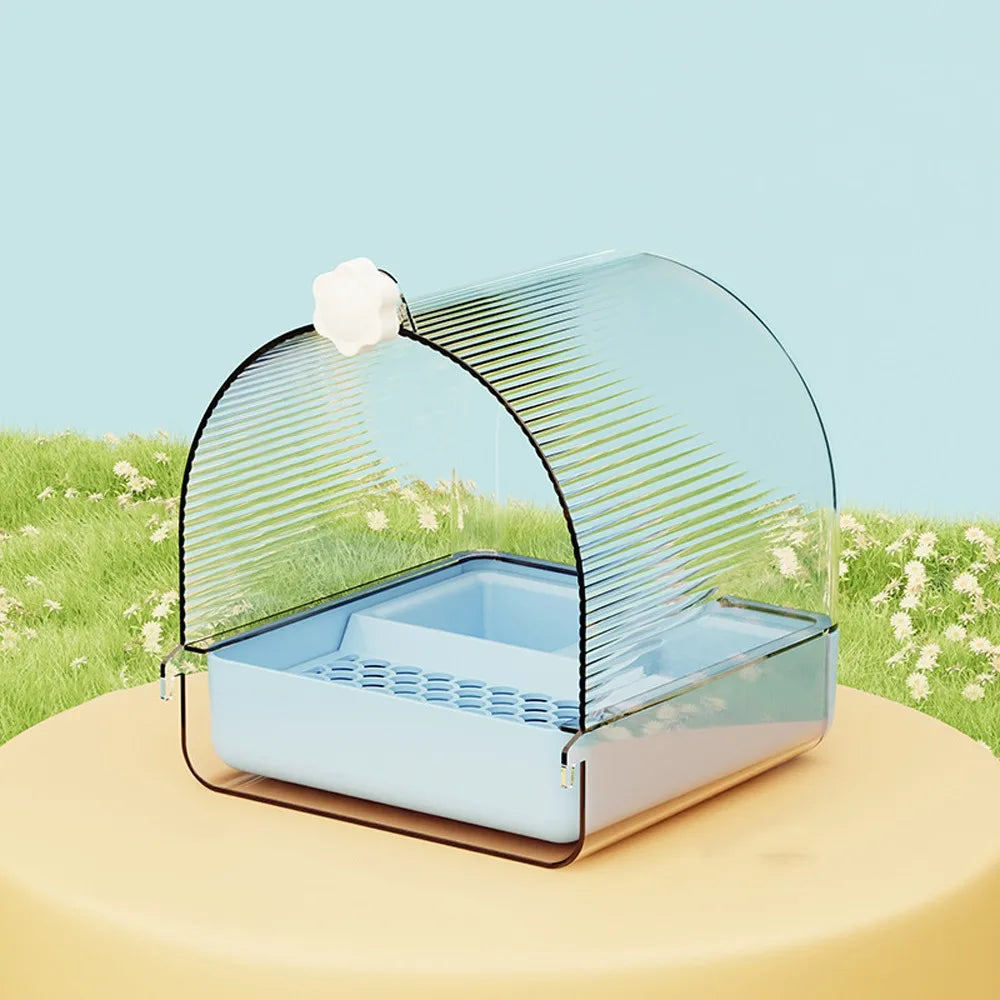 Transparent Bird Bath Enclosure Splash Proof Food Holder Box – 3 Colors