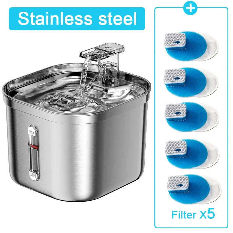 Stainless Steel Automatic Pet Water Dispenser – 4 Colors