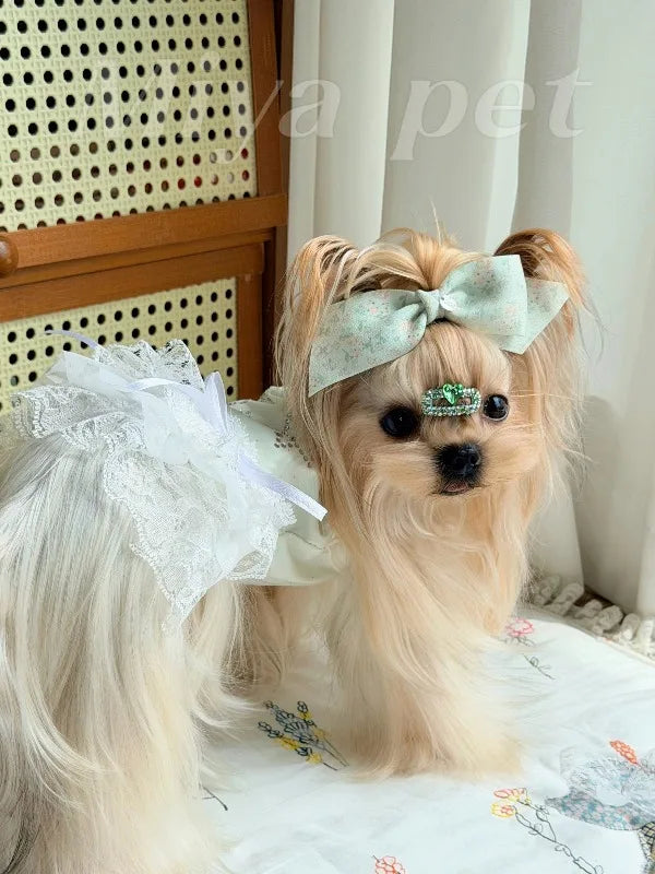 Pure Cotton Pet Strap Dress Lace Rhinestone - ProPawPet.com