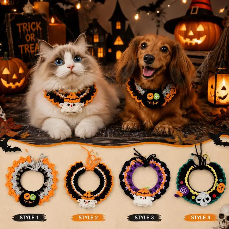 Hand-crochet Pet Scarves Collars Halloween - ProPawPet.com