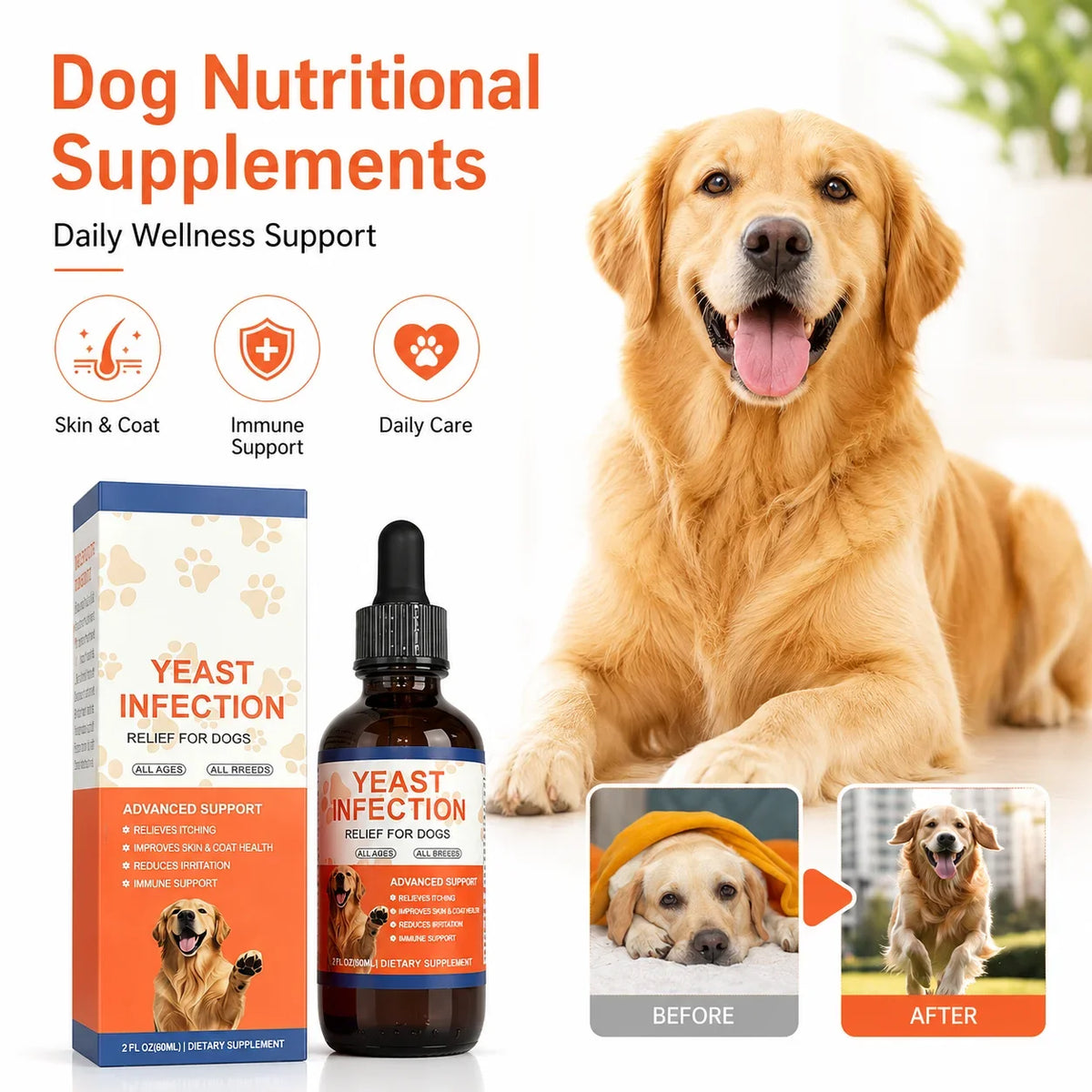 Dog Yeast Infection Relief Liquid Drops - ProPawPet.com