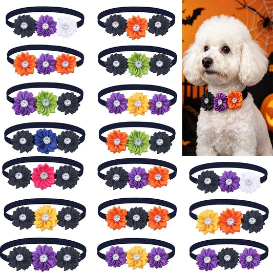30/50pcs Halloween Flower Dog Bowties - ProPawPet.com