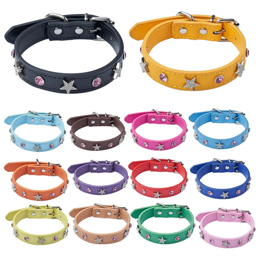 Pink Rhinestone Leather Dog Cat Collar - ProPawPet.com