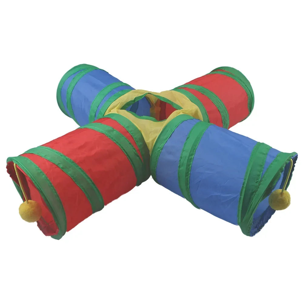 Rainbow Leopard Print Foldable Pet Tunnel, Portable