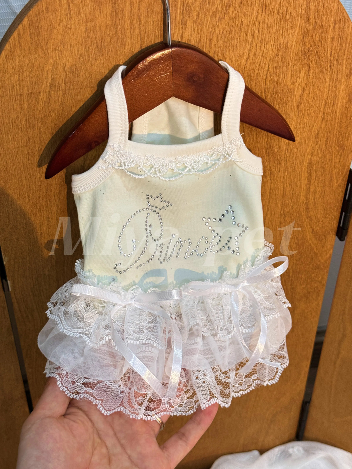 Pure Cotton Pet Strap Dress Lace Rhinestone - ProPawPet.com
