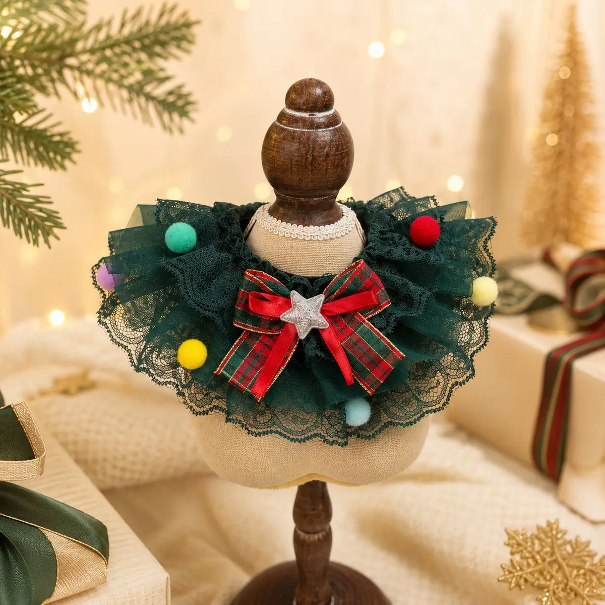 Christmas Festival Pet Neckwear Lace Edge - ProPawPet.com
