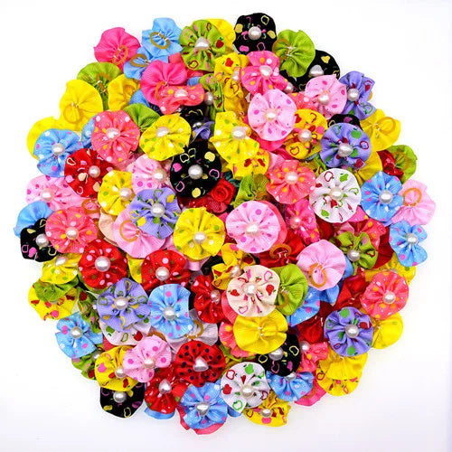 Rubber Lot Dog & Cat Hair Bows Mix Color Christmas – Dog Supplies