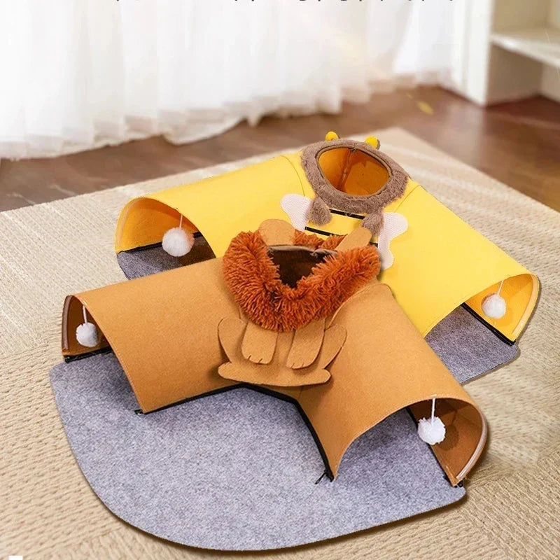 Felt Cat Toys Collapsible Tunnels with Plush Ball – photo 2