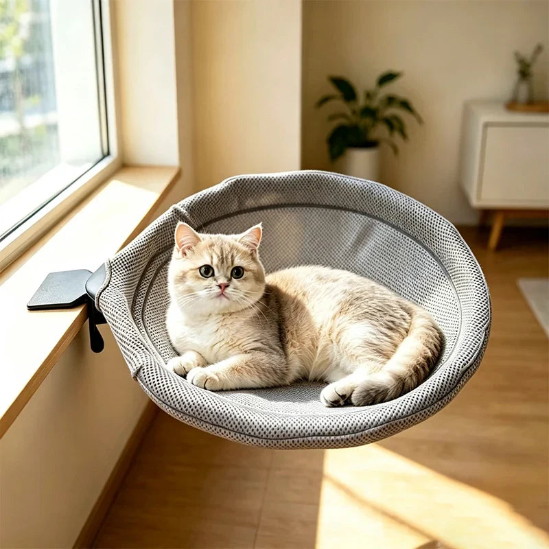 Adjustable Cat Hammock Desk Bed with Plaything – Cat Supplies