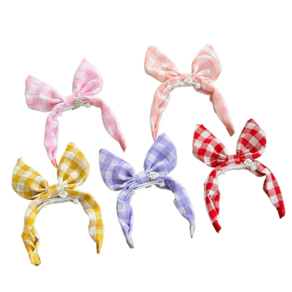Gingham Plaid Bow Pet Hair Clip with Star - ProPawPet.com