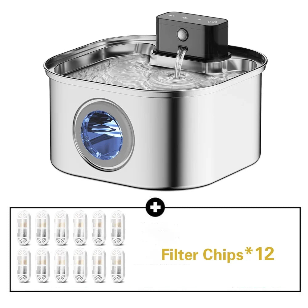 Wireless Stainless Steel Pet Water Fountain – Cat Supplies
