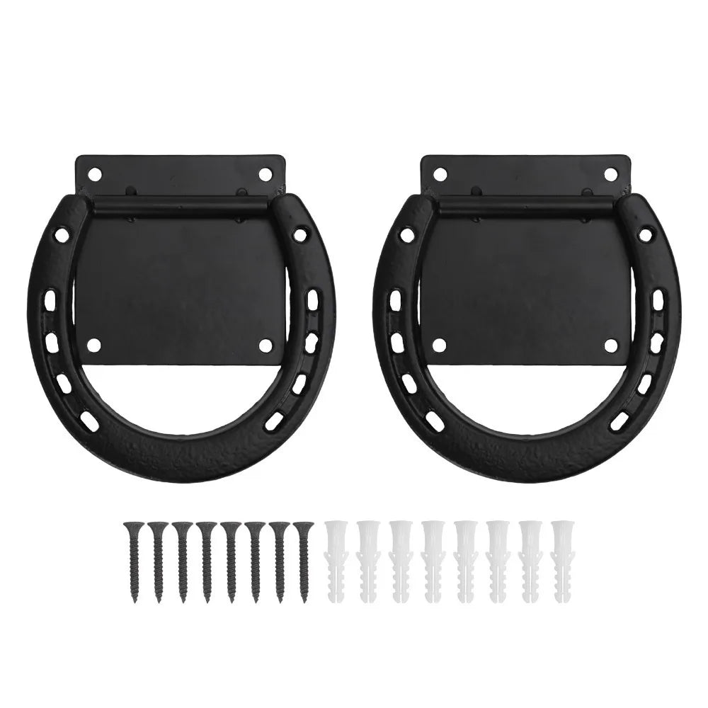 Solid Horse Tie Rings Black Coated Steel Horseshoe – Equestrian Gifts & Jewelry
