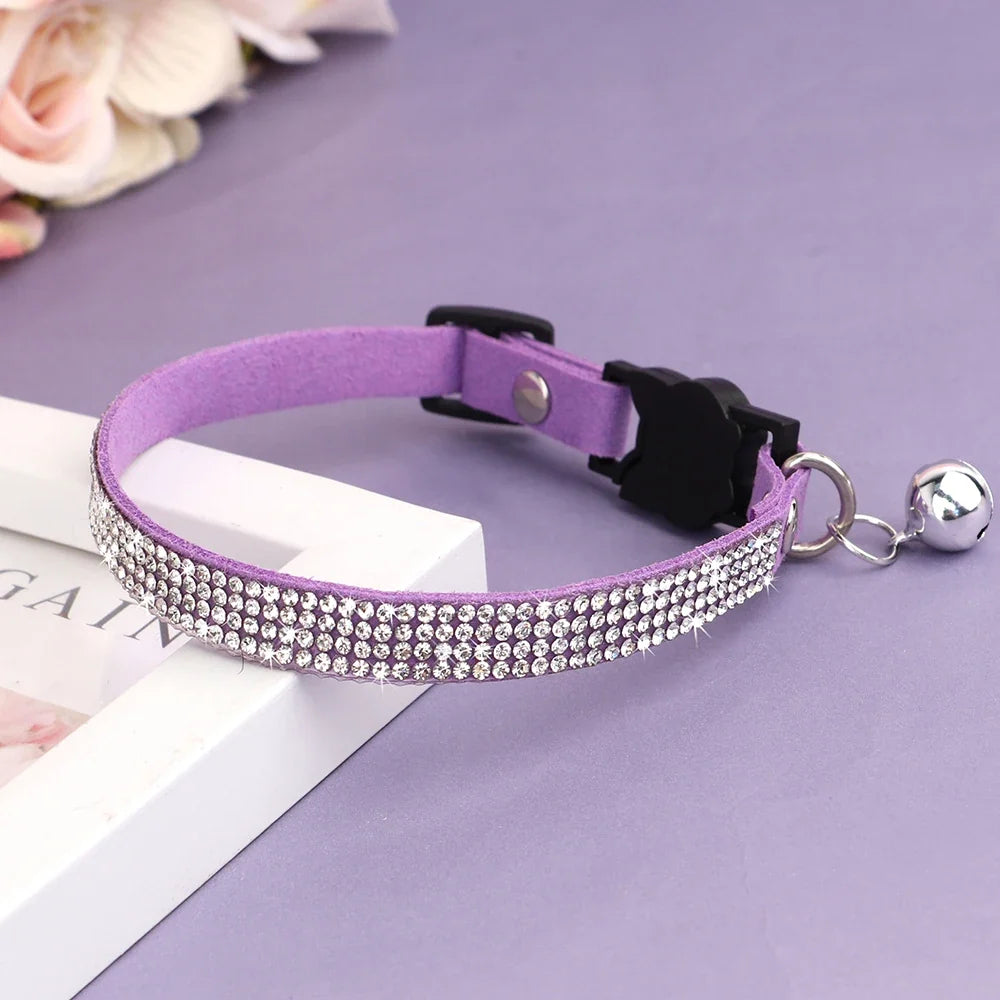 Soft Pink Suede Leather Cat Collar - Cute - ProPawPet.com
