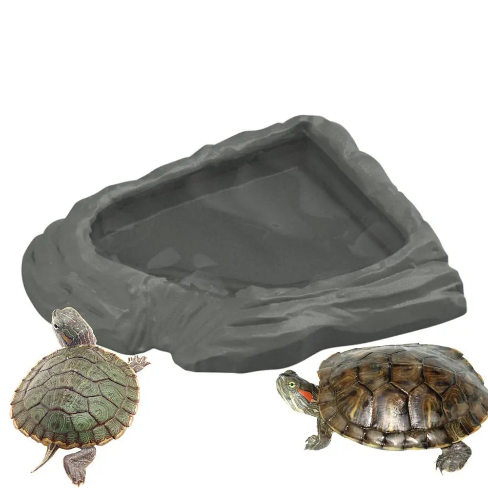 Tortoise Water Dish Reptile Bath Basin Space Saving Turtle – 3 Colors