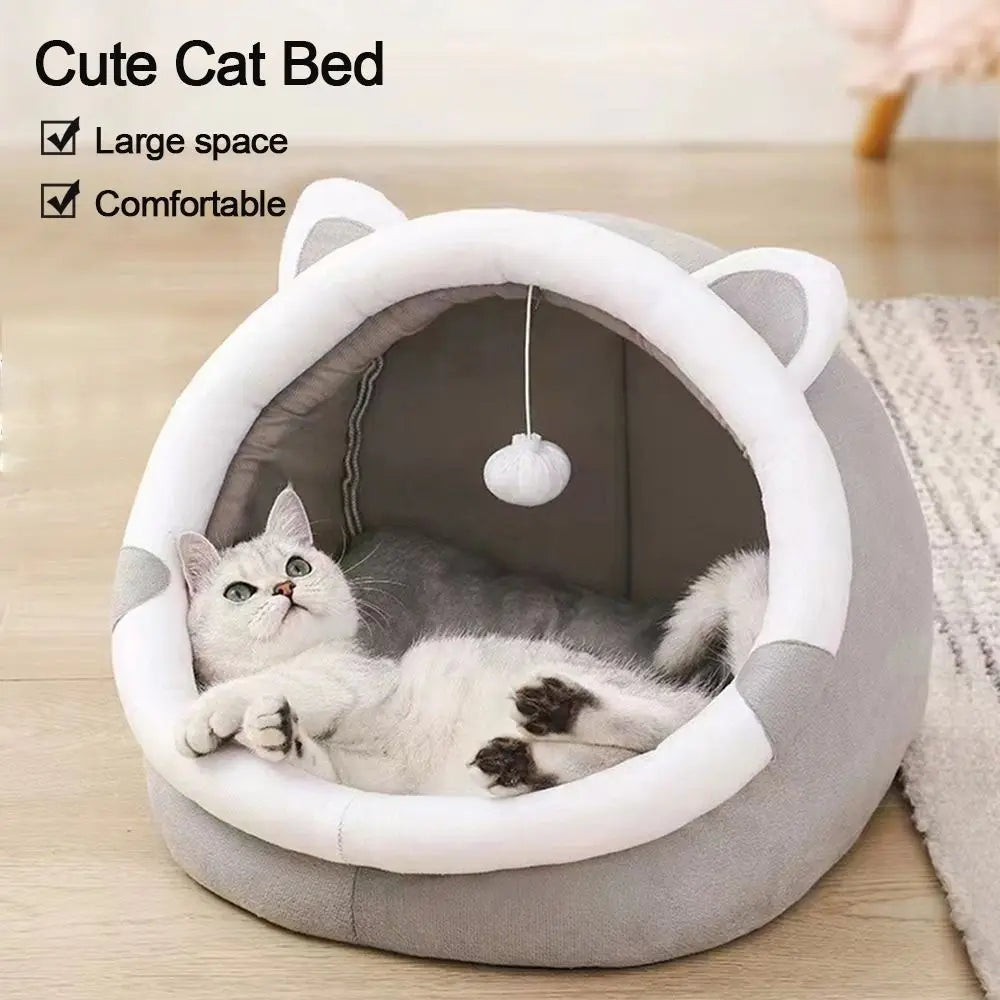 Cute Cushion Cat Sleeping Beds Semi Enclosed - ProPawPet.com