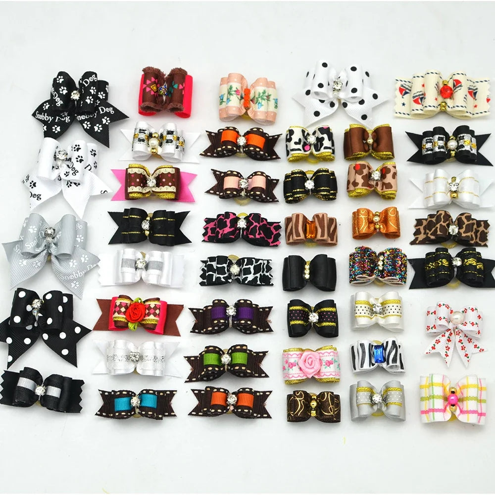 50/100pcs Handmade Pet Dog Bow Diamond Pearl - ProPawPet.com