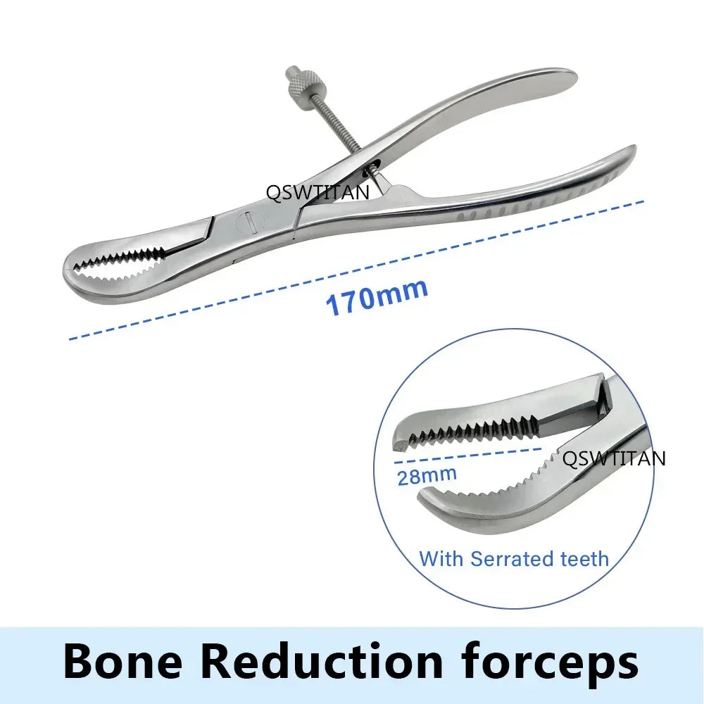 Qswtitan Toothed Phalanges Reduction Forceps Autoclavable Bone – 3 Colors