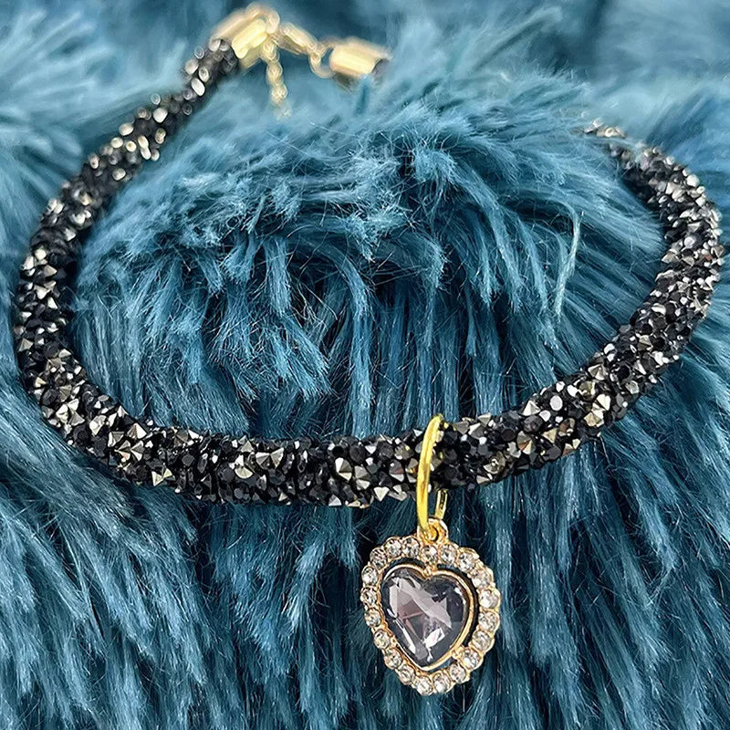 Crystal Cat Collar Heart Gem Pendant Party - ProPawPet.com