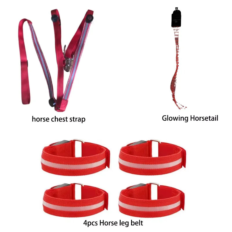 LED Horse Legs Chest Tails Straps Horsing Riding Luminous – 3 Colors