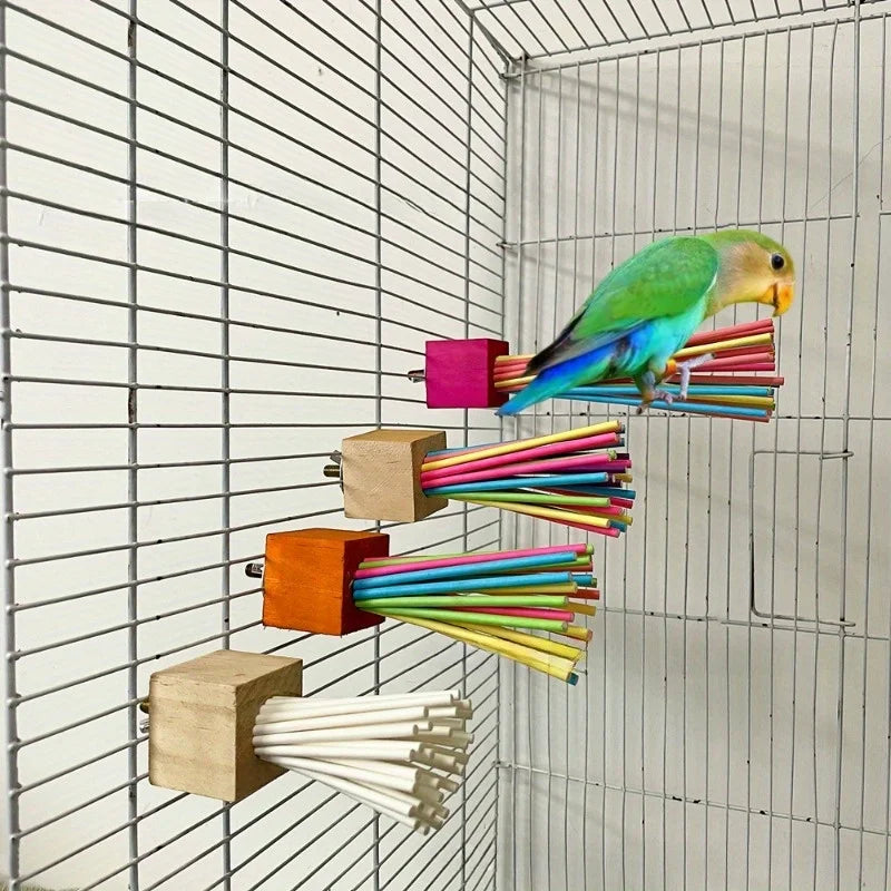 1PC Parrot Wooden Toy Rainbow Paper Stick - ProPawPet.com