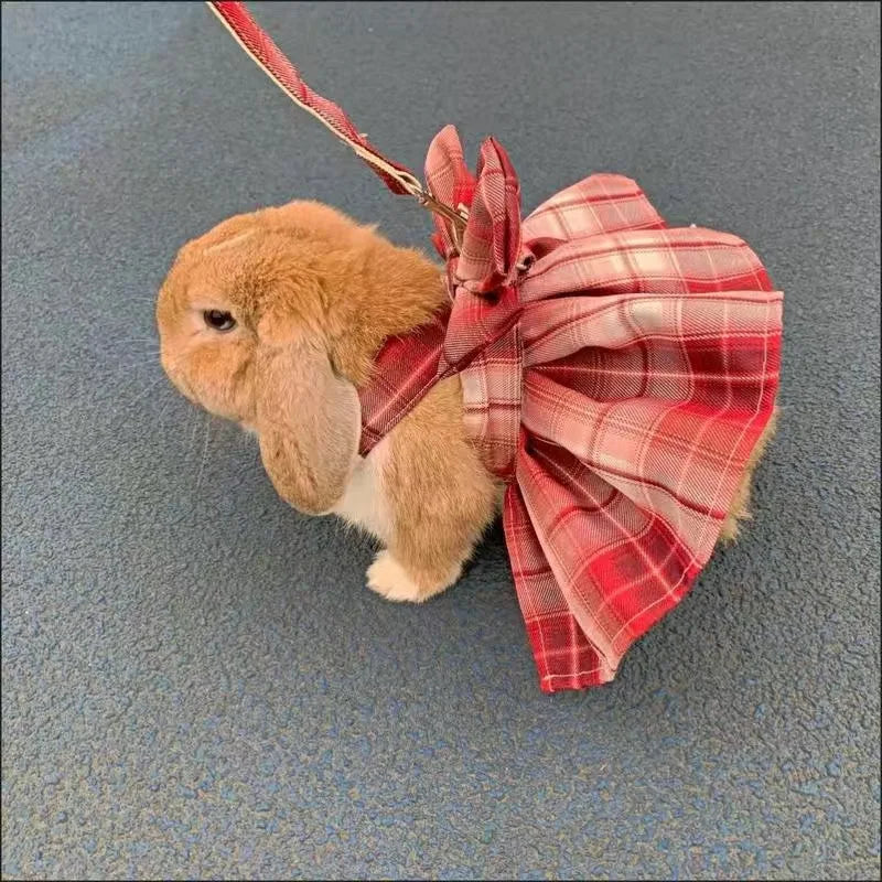 Rabbit JK Dresses and Leash Sets Mesh Plaid - ProPawPet.com